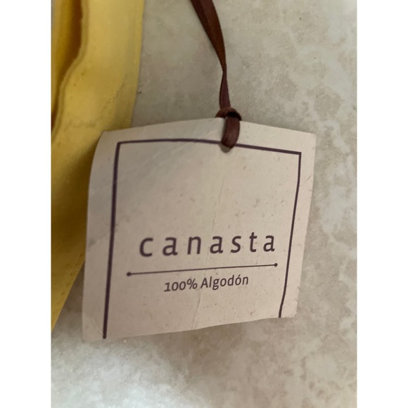 NWT Canasta Handmade Bag 100% Algodon gray, white and yellow. - Picture 6 of 6